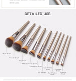 10 Pcs Champagne Makeup Brush Set