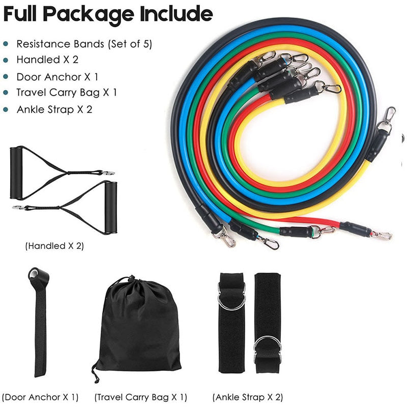 17Pcs/Set Latex Resistance Bands