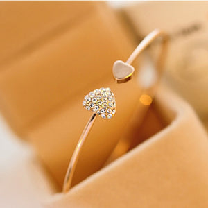 New Fashion Adjustable Crystal Double Heart Bracelet