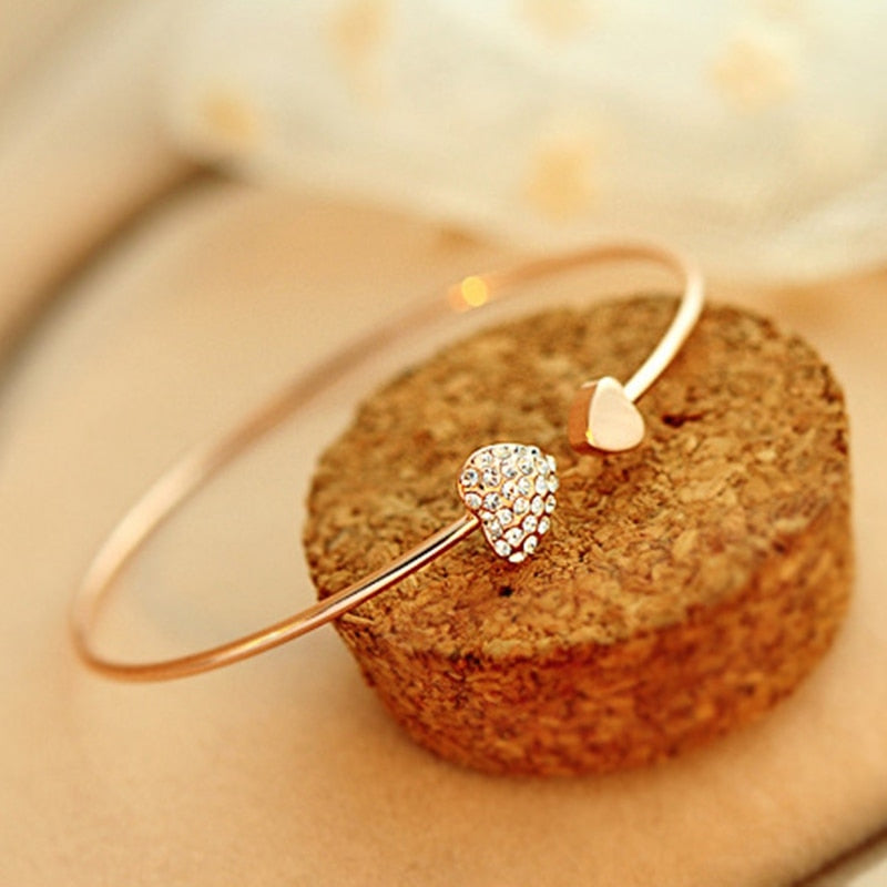 New Fashion Adjustable Crystal Double Heart Bracelet