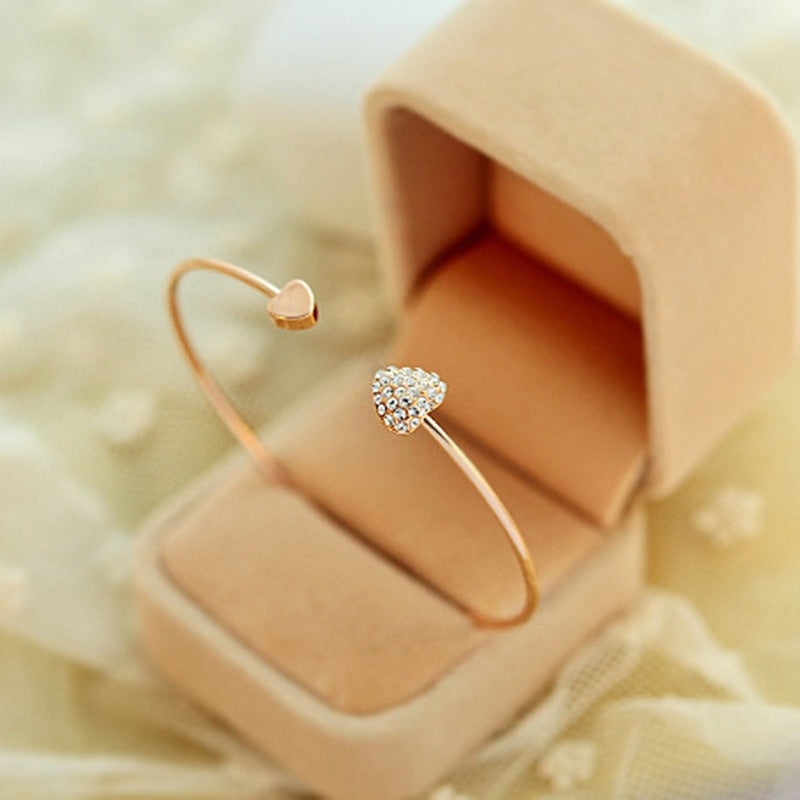 New Fashion Adjustable Crystal Double Heart Bracelet