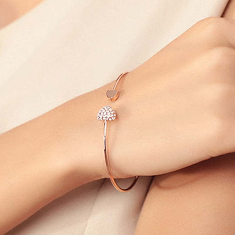 New Fashion Adjustable Crystal Double Heart Bracelet