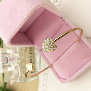 New Fashion Adjustable Crystal Double Heart Bracelet