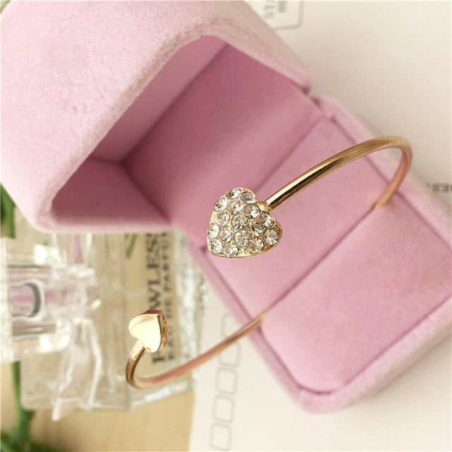 New Fashion Adjustable Crystal Double Heart Bracelet