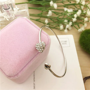 New Fashion Adjustable Crystal Double Heart Bracelet