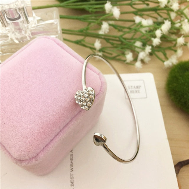 New Fashion Adjustable Crystal Double Heart Bracelet