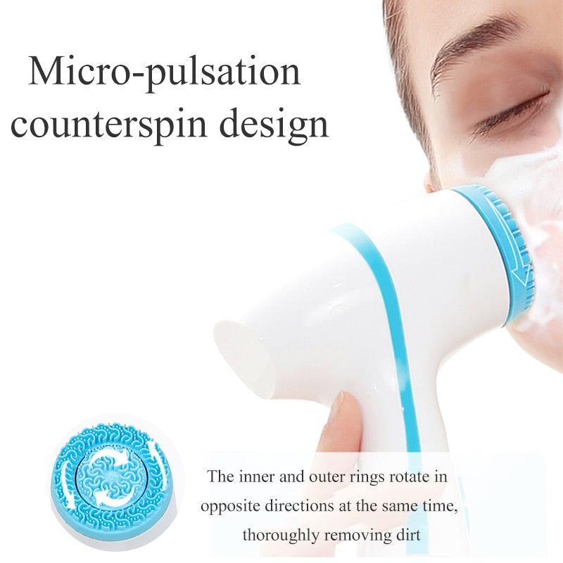 Rotating facial cleansing brush