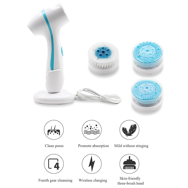 Rotating facial cleansing brush