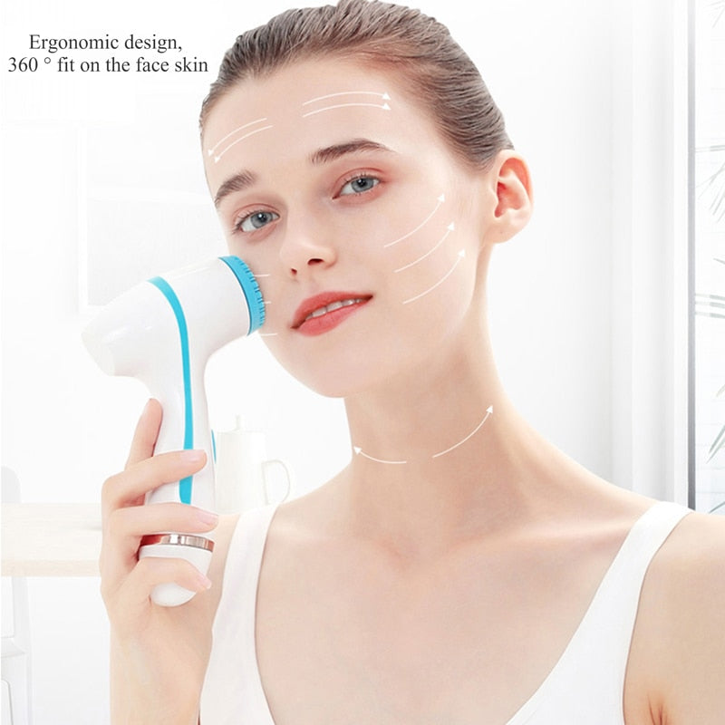 Rotating facial cleansing brush