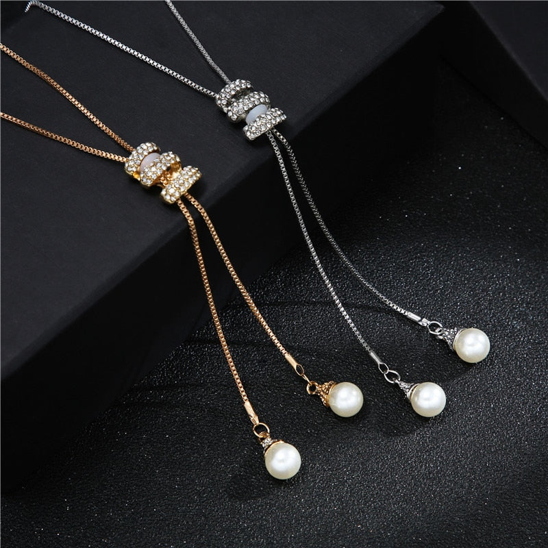 Long Tassel Rhinestone Chain Necklace