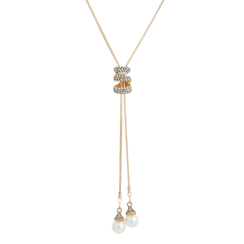 Long Tassel Rhinestone Chain Necklace