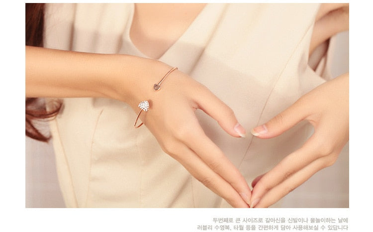 New Fashion Adjustable Crystal Double Heart Bracelet