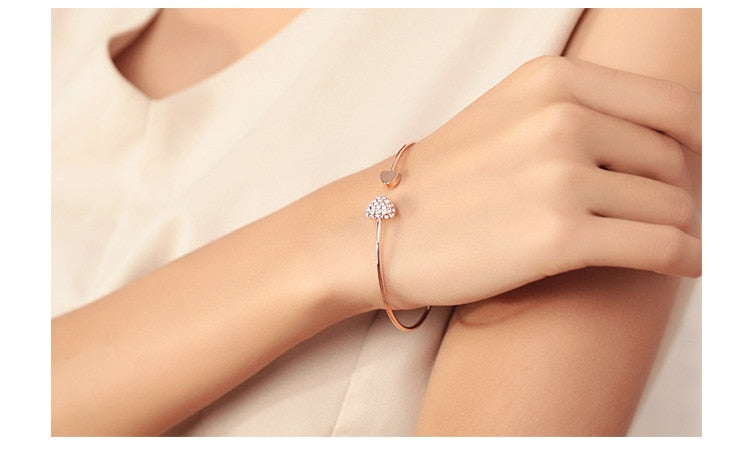 New Fashion Adjustable Crystal Double Heart Bracelet