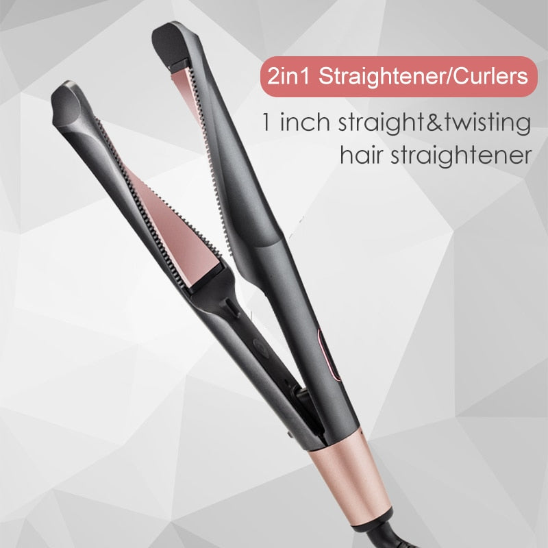 2 In 1 Professional Hair Straightener Spiral Wave Curler