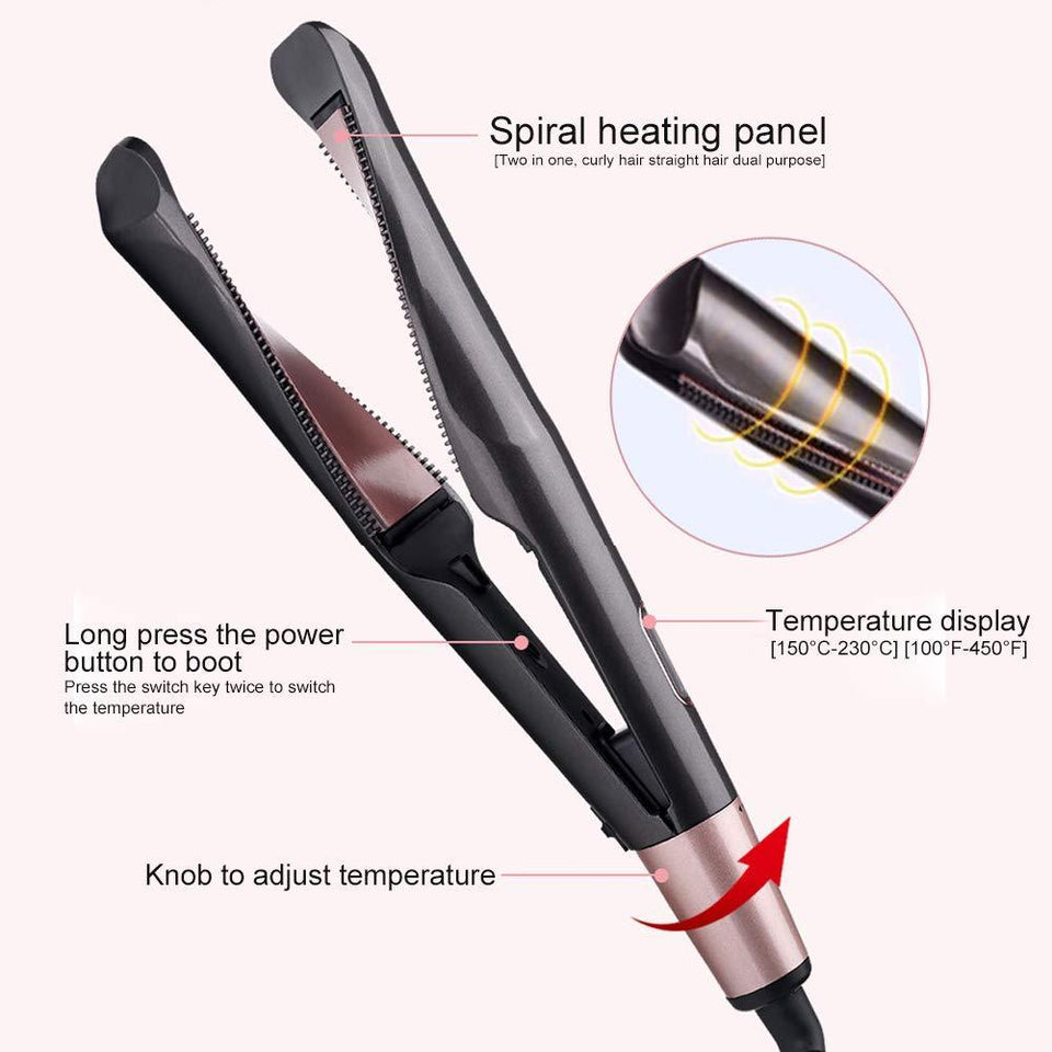 2 In 1 Professional Hair Straightener Spiral Wave Curler